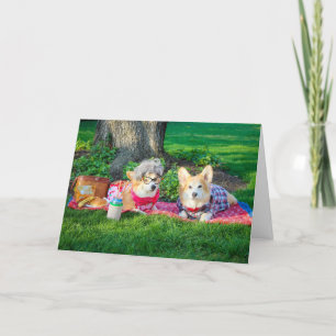Picnic Corgis-jubileumskort Kort