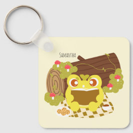 Picnic Frog Reading A Bok Nyckelring