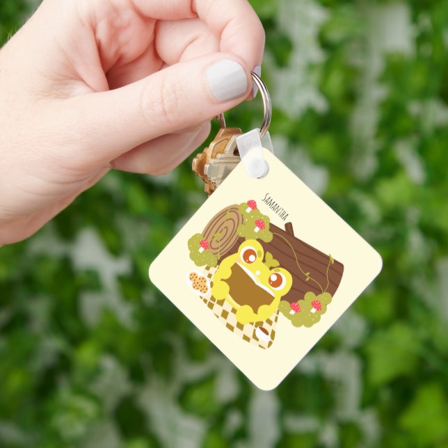 Picnic Frog Reading A Bok Nyckelring (Hand)