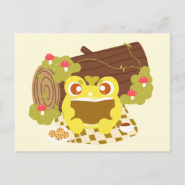 Picnic Frog Reading A Bok Vykort