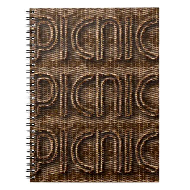 Picnic Funny Wicker Stil Typography Brown Anteckningsbok (Framsidan)