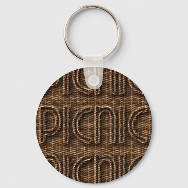 Picnic Funny Wicker Stil Typography Brown Nyckelring (Framsida)