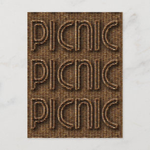 Picnic Funny Wicker Stil Typography Brown Vykort