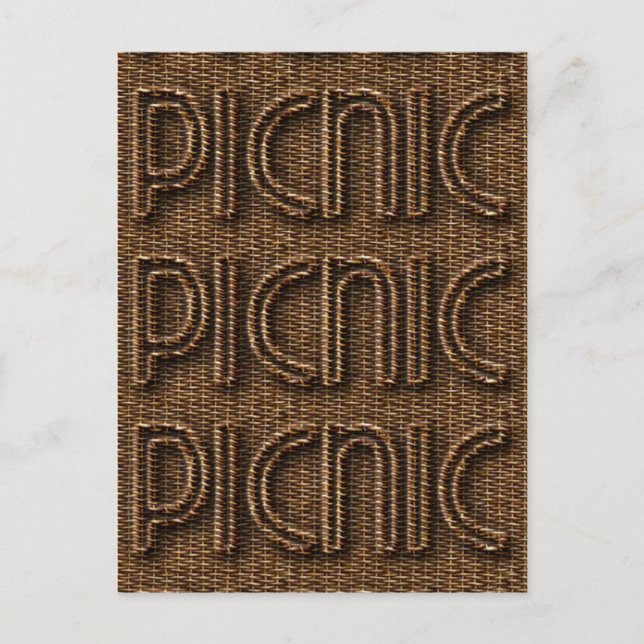 Picnic Funny Wicker Stil Typography Brown Vykort (Framsida)