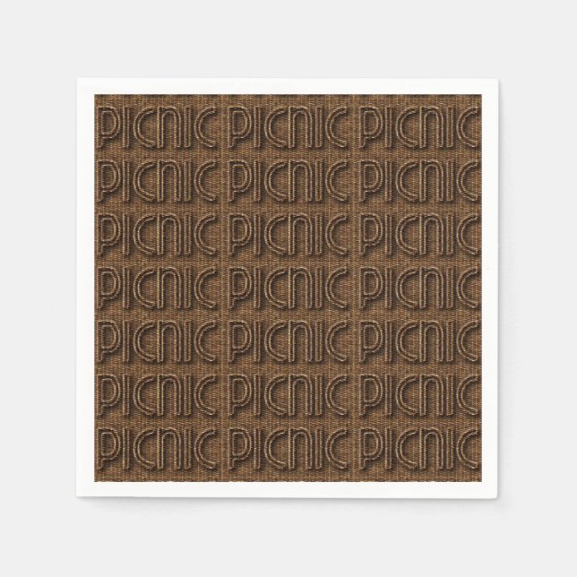 Picnic Funny Wicker Typography Papper Party Napkin Pappersservett (Framsidan)