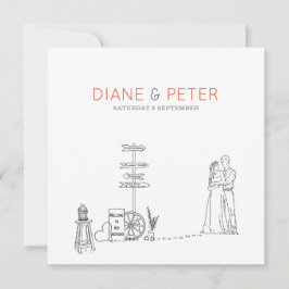 Picnic Garden Minimalist Black and White Bröllop Inbjudningar