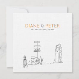 Picnic Garden Minimalist Black and White Bröllop Inbjudningar