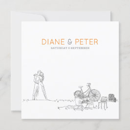 Picnic Garden Minimalist Black and White Bröllop Inbjudningar