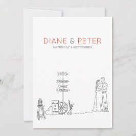 Picnic Garden Minimalist Black and White Bröllop Inbjudningar