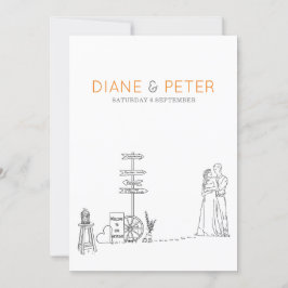 Picnic Garden Minimalist Black and White Bröllop Inbjudningar