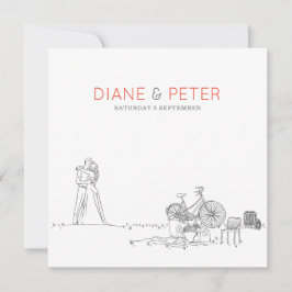 Picnic Garden Minimalist Black and White Bröllop Inbjudningar