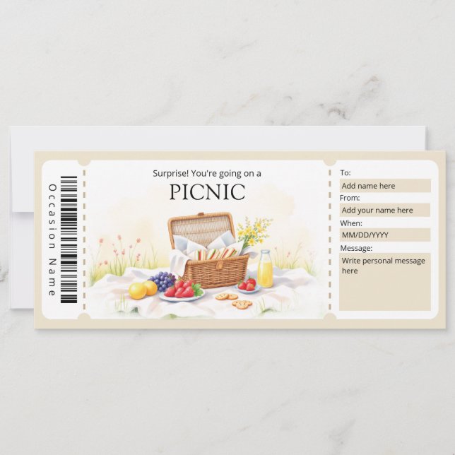 Picnic Gift Certificate Inbjudningar (Framsida)