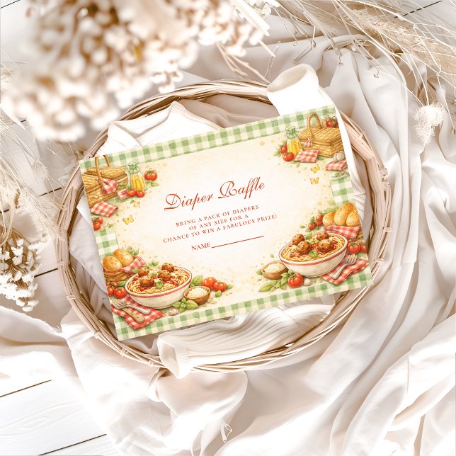 Picnic Green Gingham Little Meatbal Diapper Raffle Tilläggskort (Skapare uppladdad)