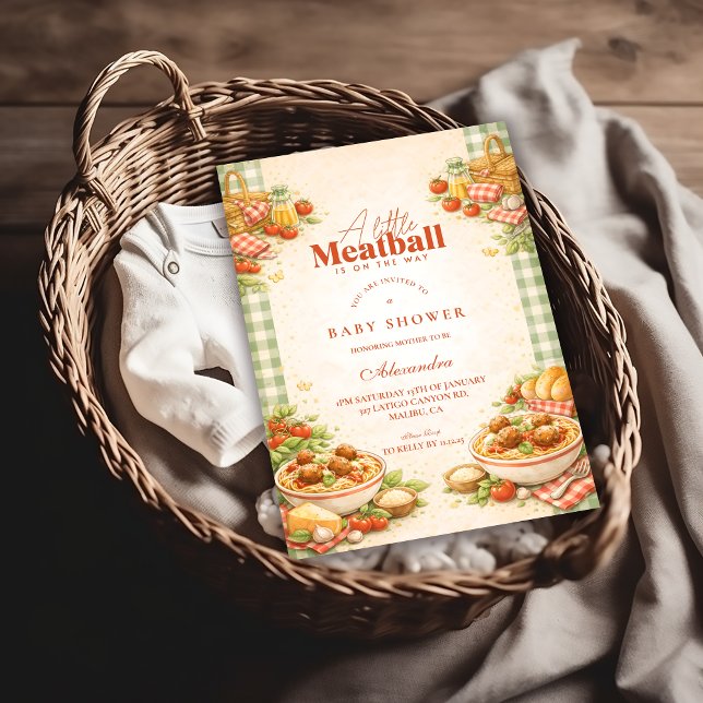 Picnic Green Gingham Little Meatball Baby Shower Inbjudningar (Skapare uppladdad)