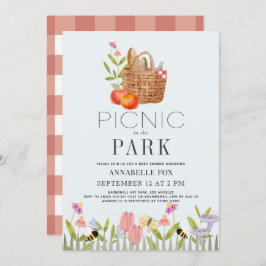 Picnic i Park Basket Blommigt Baby Shower Inbjudningar