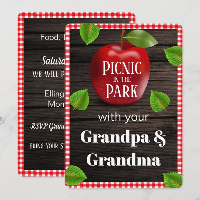 Picnic i Park Playdate Inbjudan (Fram/baksida)