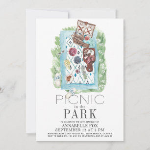 Picnic i Park Watercolor Birthday Inbjudningar