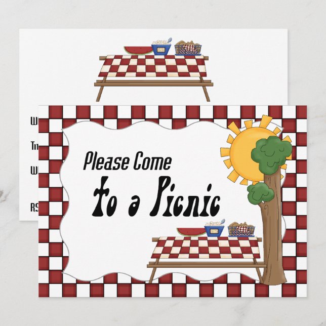 Picnic-inbjudan Inbjudningar (Fram/baksida)