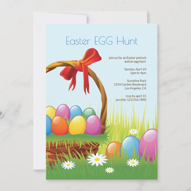 Picnic-inbjudan till Påskägg Basket Inbjudningar (Framsida)