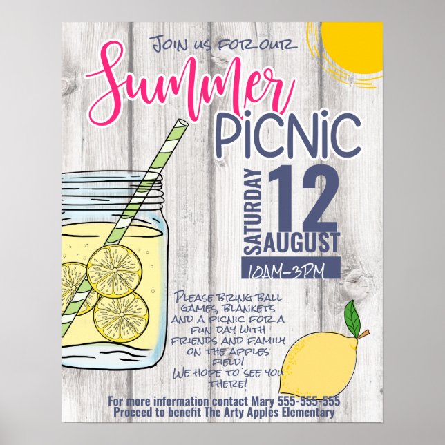 Picnic lemonade Mason burk, PTO Poster (Framsidan)