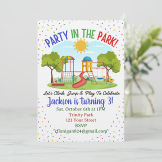 Picnic Outdoor Park Kids Birthday Invitation Inbjudningar