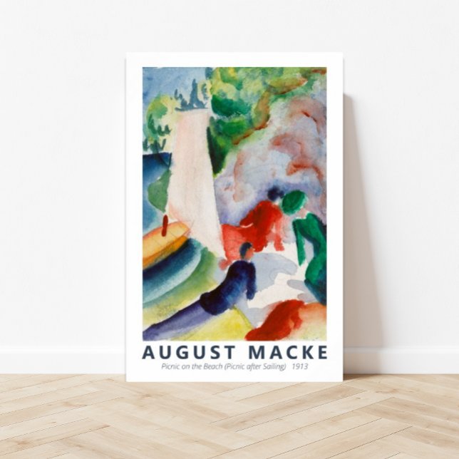 Picnic på Beach till August Macke Poster (august macke, affordable art, printable art, art, wall art, customizable art, colorful art)