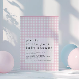Picnic Park Rosa Gingham Baby Shower Inbjudningar