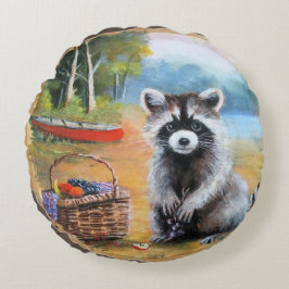 Picnic Raccoon Rund Kudde