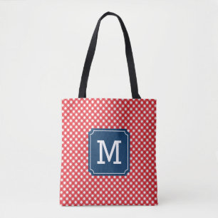 Picnic Red Gingham Personlig Namn Monogram Tygkasse