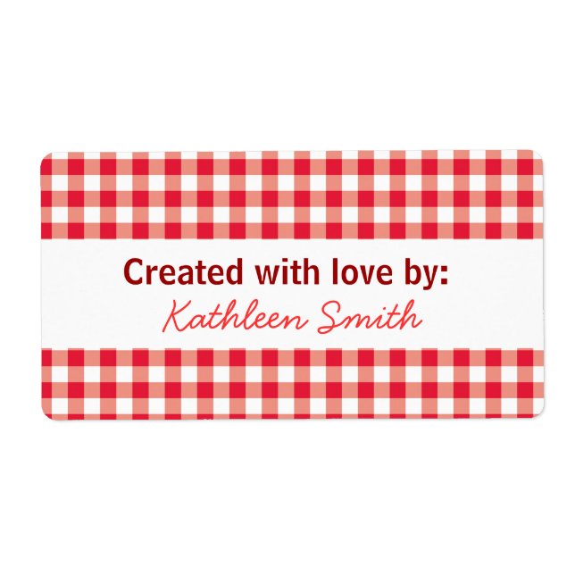 Picnic Red Gingham Recipe/Goodies Label Fraktsedel (Framsidan)