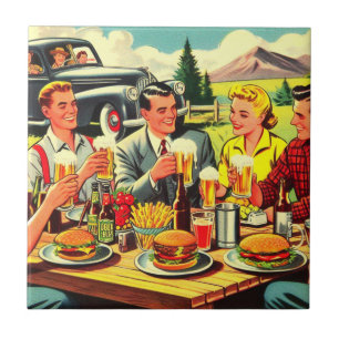 Picnic Retro-Tecknader Kakelplatta