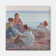 Picnic Snack på stranden (italiensk sjövägscen)