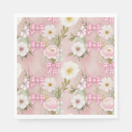 Picnic Tallrikar - Flowers och Gingham Bows Pappersservett