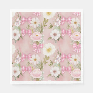 Picnic Tallrikar - Flowers och Gingham Bows Pappersservett