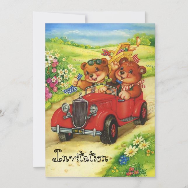 Picnic tid för Nallar! Inbjudningar (Framsida)