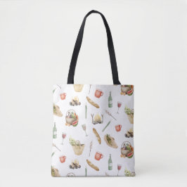 Picnic Time Sweet Illustrated Tote Bag Tygkasse