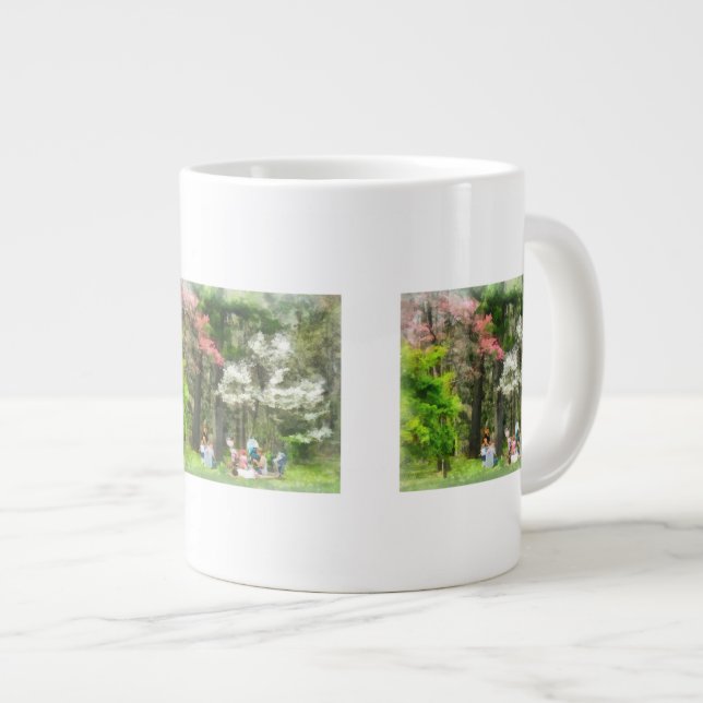 Picnic under Blommar Träd Jumbo Mugg (Framsida höger)