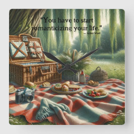 Picnic under Willow Fyrkantig Klocka