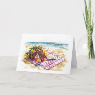 Picnic Watercolor Illustration, sommarplatta - Vib Anteckningskort