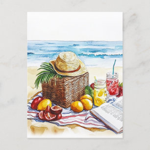 Picnic Watercolor Illustration, sommarplatta - Vib Vykort