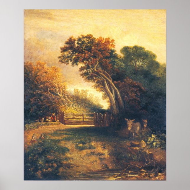 Picnickers and Donkey, Joseph Paul Fine Art Poster (Framsidan)