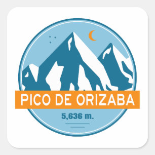 Pico de Orizaba Mexico Stars Måne Fyrkantigt Klistermärke
