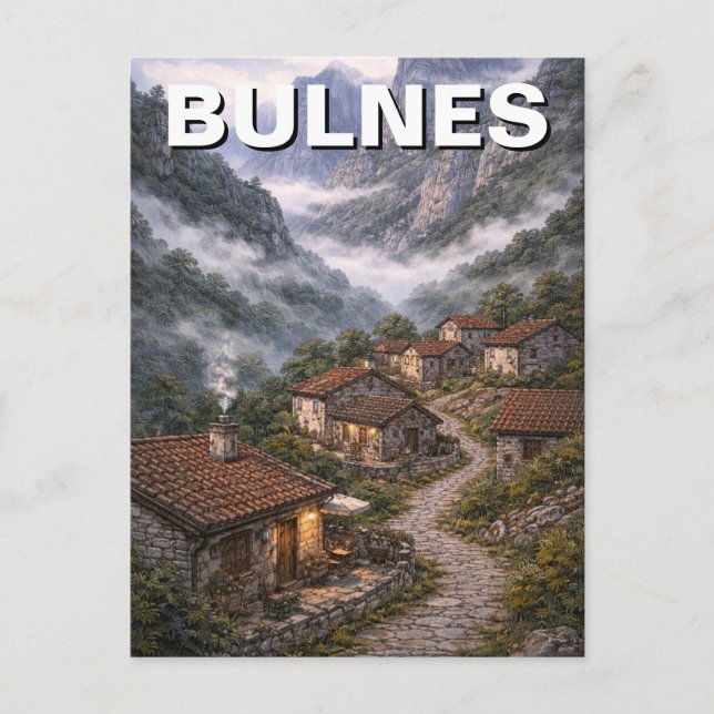Picos de Europa Bulnes Spanien Resa Vykort (Framsida)