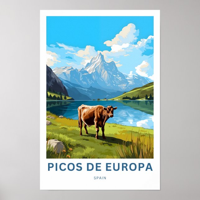Picos de Europa Spain Travel Print Poster (Framsidan)