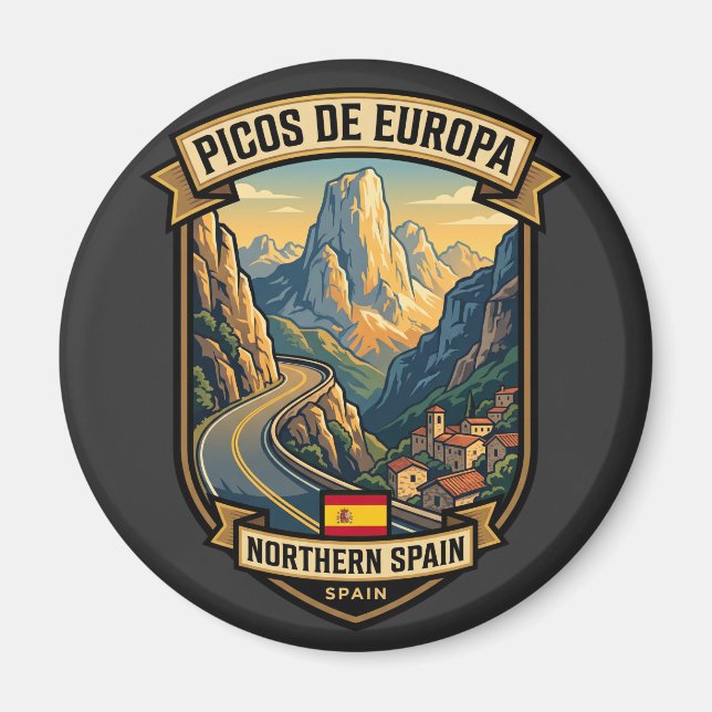 Picos de Europa Spanien Bergsroute Magnet (Framsidan)