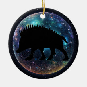 Pictish Boar Space Orb Julgransprydnad Keramik