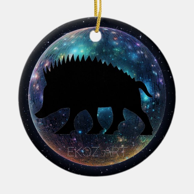 Pictish Boar Space Orb Julgransprydnad Keramik (Framsidan)