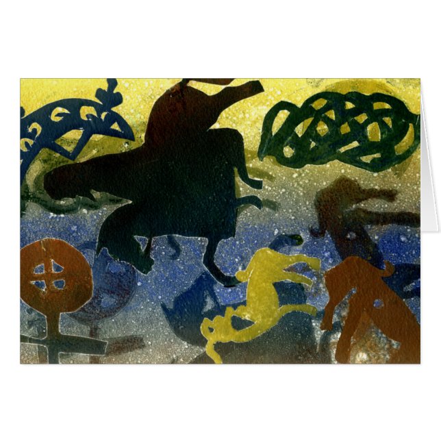 Pictish skicklig ryttare hälsningskort (Framsidan Horizontal)