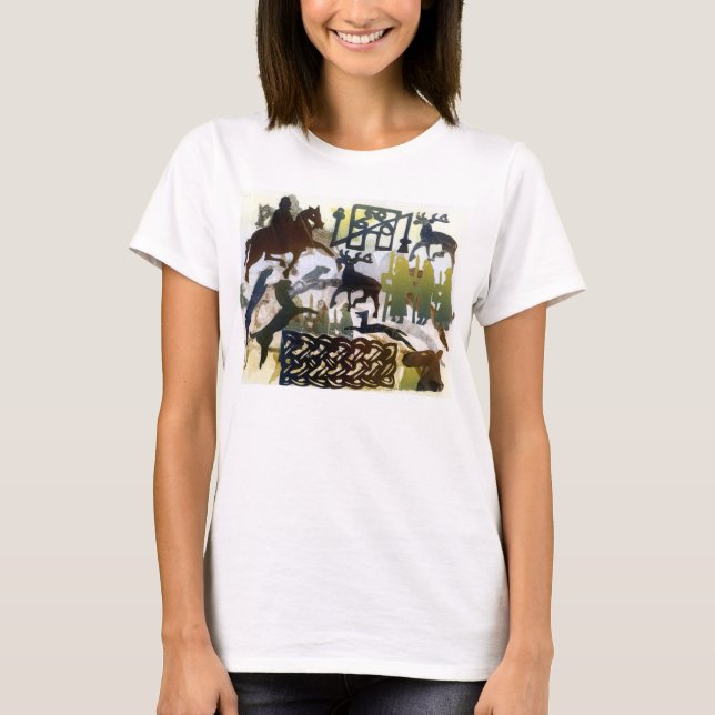 Pictish symboler och snöra åt t-shirt (Framsida)