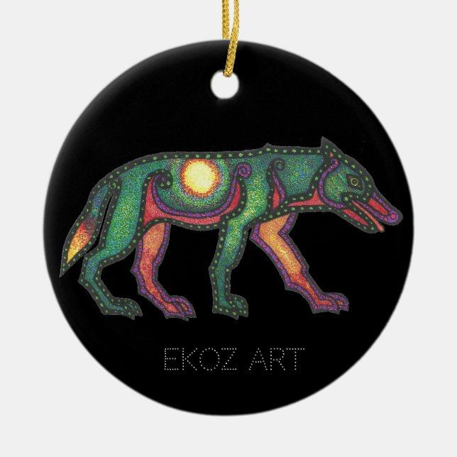 Pictish Varg Sol Julgransprydnad Keramik (Framsidan)